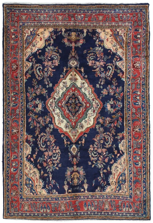 Vintage Purple-navy Tribal 7X10 Hamedan Persian Rug