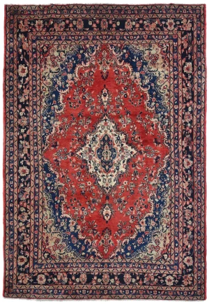 Vintage Red Traditional Floral 8X11 Hamedan Persian Rug