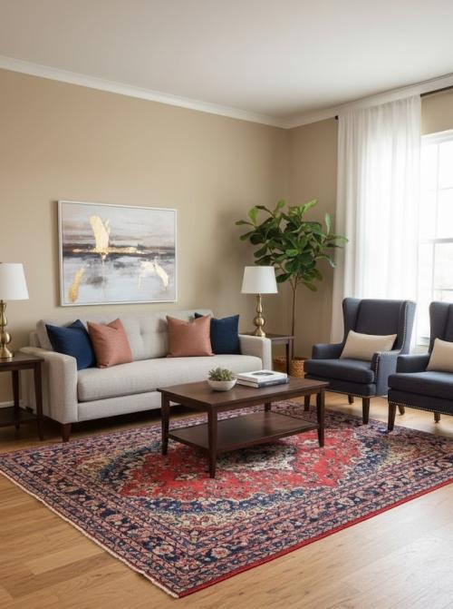 Vintage Red Traditional Floral 8X11 Hamedan Persian Rug