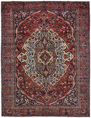 Semi Antique Red Floral 9'10X12'6 Bakhtiari Persian Rug