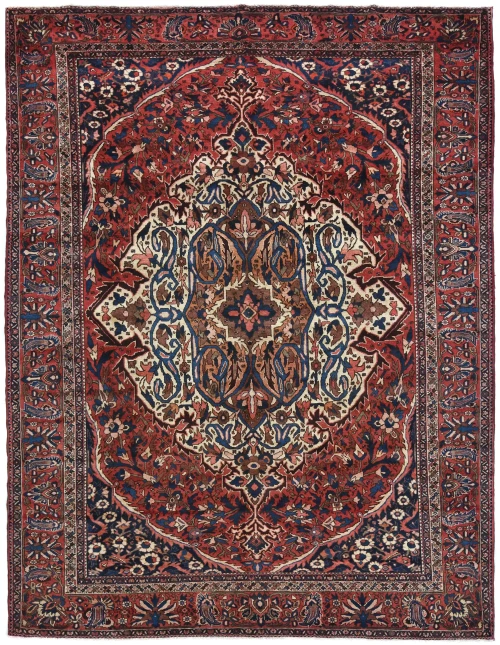 Semi Antique Red Floral 9'10X12'6 Bakhtiari Persian Rug