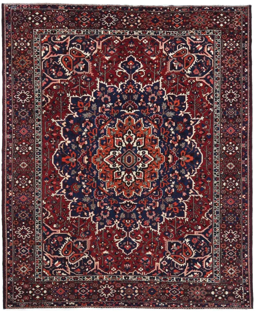 Vintage Red Floral 10X12 Bakhtiari Persian Rug