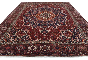 Vintage Red Floral 10X12 Bakhtiari Persian Rug