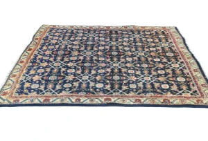 Vintage Purple-navy Floral 3'6X4'3 Mahal Persian Rug