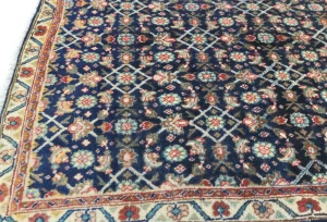 Vintage Purple-navy Floral 3'6X4'3 Mahal Persian Rug
