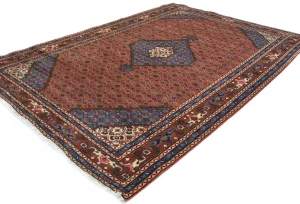 Vintage Orange Traditional 6'8X9'6 Ardabil Persian Rug