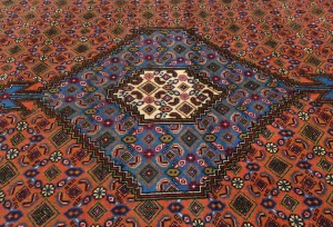 Vintage Orange Traditional 6'8X9'6 Ardabil Persian Rug