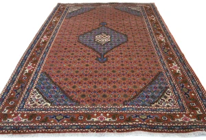 Vintage Orange Traditional 6'8X9'6 Ardabil Persian Rug