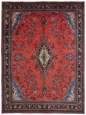 Vintage Red Tribal Floral 10X13 Hamedan Persian Rug