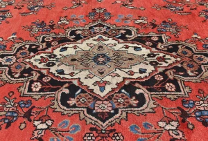 Vintage Red Tribal Floral 10X13 Hamedan Persian Rug