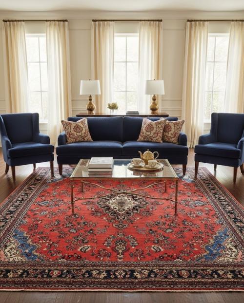 Vintage Red Tribal Floral 11X13 Hamedan Persian Rug