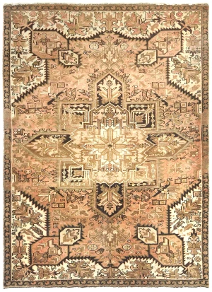 Semi Antique Muted Colors Geometric 5'5X7'4 Heriz Persian Rug