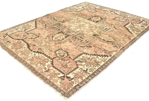 Semi Antique Muted Colors Geometric 5'5X7'4 Heriz Persian Rug