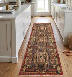 Semi Antique Muted Colors Tribal 4X10 Meshkin Persian Runner Rug