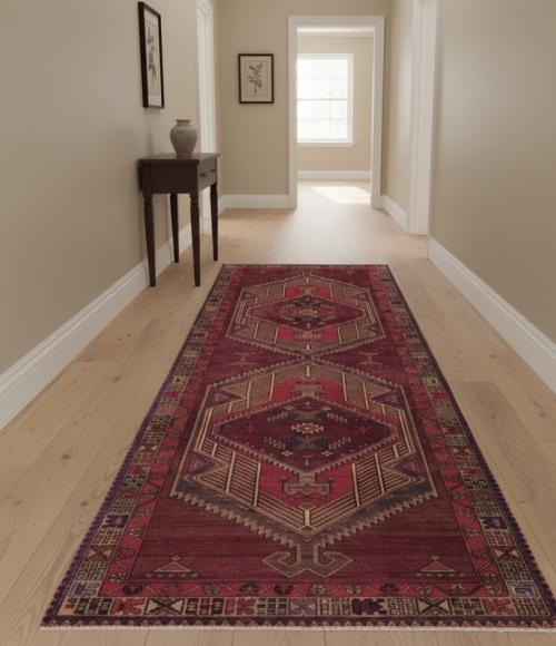 Vintage Muted Colors Tribal 4X11 Hamedan Persian Runner Rug