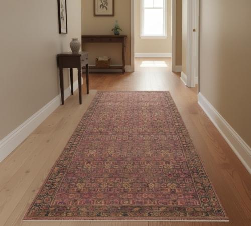 Semi Antique Muted Colors Tribal 3'7X9'2 Hamedan Persian Runner Rug