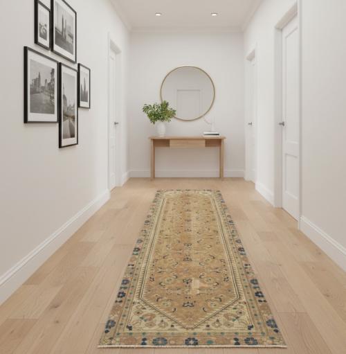 Semi Antique Muted Colors Tribal 3X9 Hamedan Persian Runner Rug