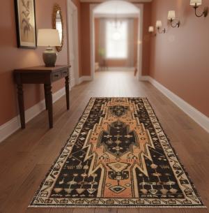 Semi-Antique Light Peach Tribal 3X7 Mazlaghan Persian Runner Rug