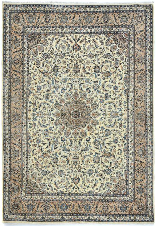 Vintage Cream Traditional 8x11 Kashmar Persian Rug