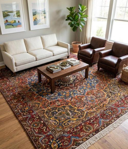 Vintage Rusty Brown Floral 11X13 Bakhtiari Persian Oriental Rug