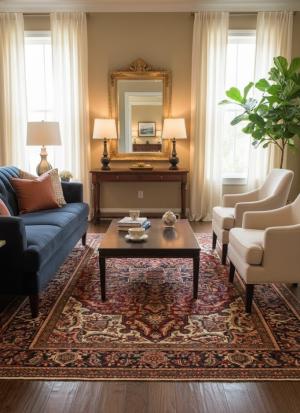 Red Floral 7'4x11'4 Heriz Oriental Persian Area Rug