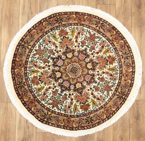3'4 x 3'6 Hand Knotted Bidjar Floral Persian Wool Round Rug