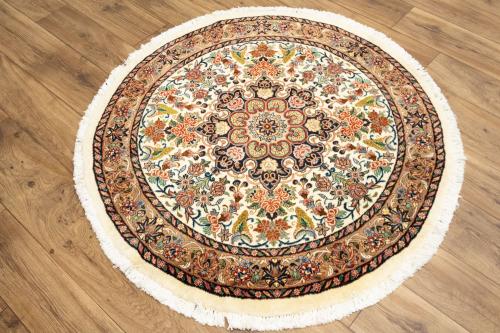 3'4 x 3'6 Hand Knotted Bidjar Floral Persian Wool Round Rug