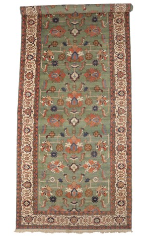 Green Floral 10X27 Heriz Sultanabad Persian Rug