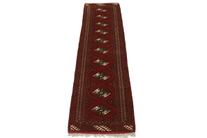 Red Tribal 2X10 Turkoman Persian Runner Rug