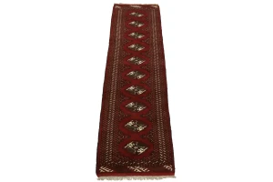Red Tribal 2X10 Turkoman Persian Runner Rug