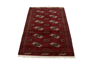 Red Tribal 3X5 Turkoman Ghoochan Persian Rug