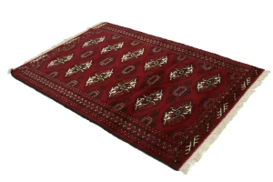 Red Tribal 3X5 Turkoman Ghoochan Persian Rug