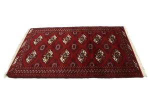 Red Tribal 3X5 Turkoman Ghoochan Persian Rug