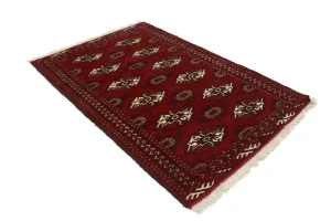 Red Tribal 3X5 Turkoman Ghoochan Persian Rug