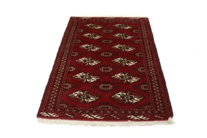 Red Tribal 3X5 Turkoman Ghoochan Persian Rug