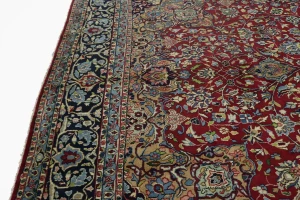 Vintage Red Floral 10X14 Kerman Persian Rug