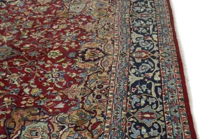 Vintage Red Floral 10X14 Kerman Persian Rug