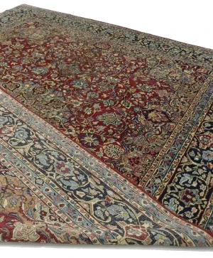 Vintage Red Floral 10X14 Kerman Persian Rug