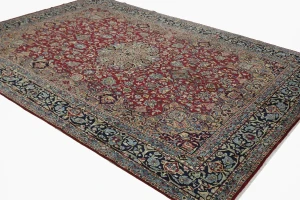 Vintage Red Floral 10X14 Kerman Persian Rug