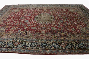 Vintage Red Floral 10X14 Kerman Persian Rug