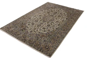 Vintage Cream 7X10 Traditional Kashan Persian Rug