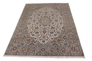 Vintage Cream 7X10 Traditional Kashan Persian Rug