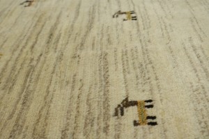 Cream Tribal 6'5X8'4 Gabbeh Persian Rug