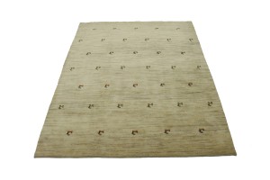 Cream Tribal 6'5X8'4 Gabbeh Persian Rug