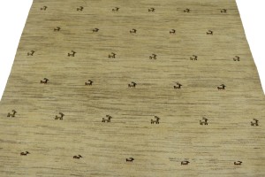 Cream Tribal 6'5X8'4 Gabbeh Persian Rug