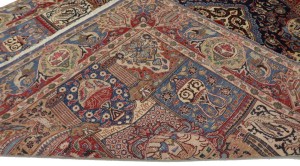 Semi Antique Navy Blue Pictorial 9'8X12'5 Kashmar Persian Rug