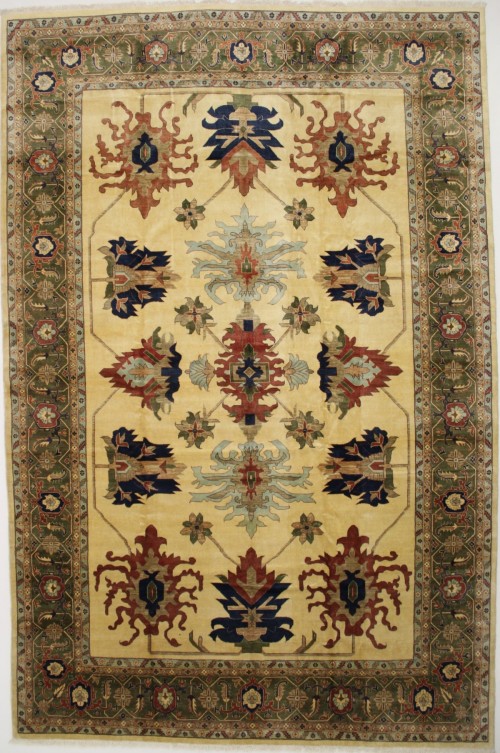 Beige Floral 13X19 Heriz Sultanabad Persian Rug