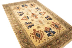 Beige Floral 13X19 Heriz Sultanabad Persian Rug