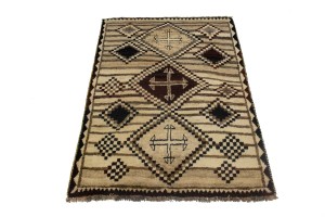 Vintage Beige Tribal 4X6 Shiraz Persian Rug