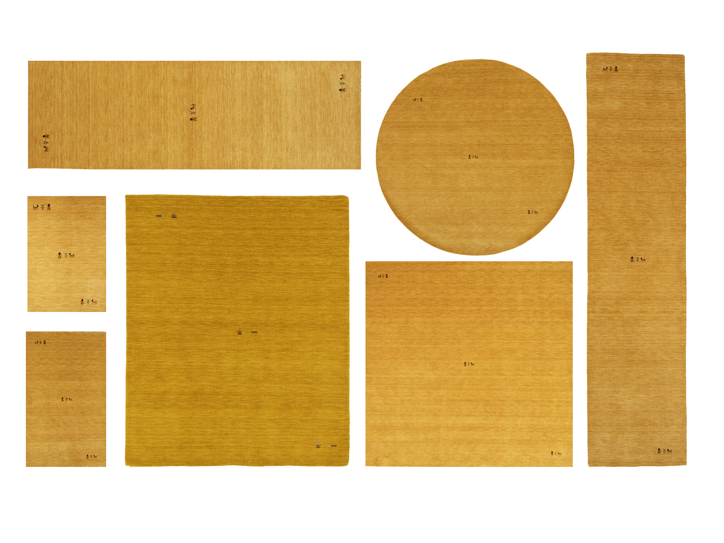 Golden Peach Pictorial Gabbeh Modern Rug in All Size - Image 1